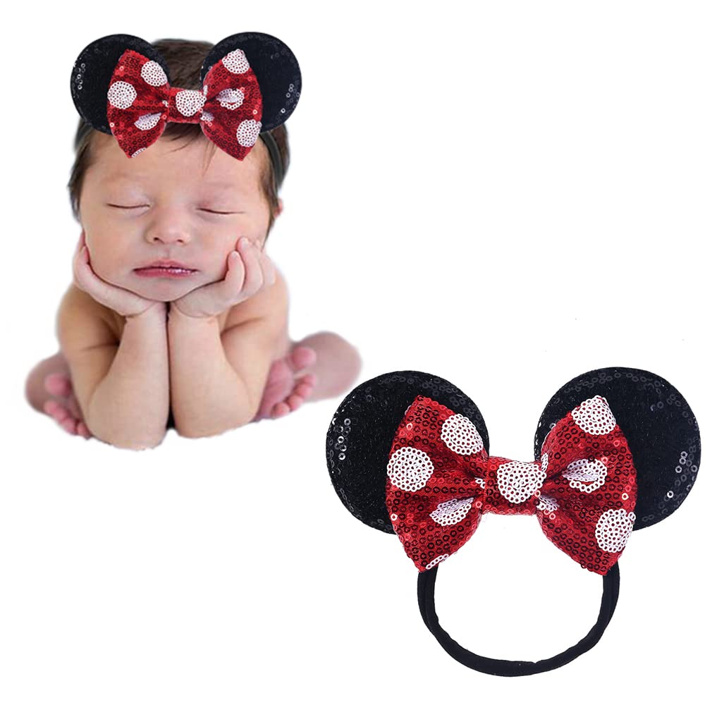 JIAHANG mouse ears sequin bow headband for newborn photo props