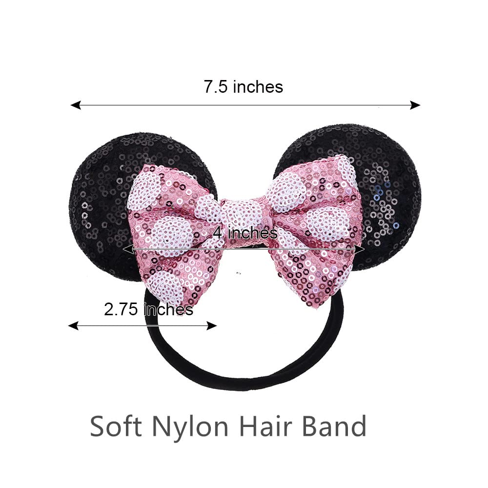 JIAHANG pink sequin bow with polka dots adds charming detail.