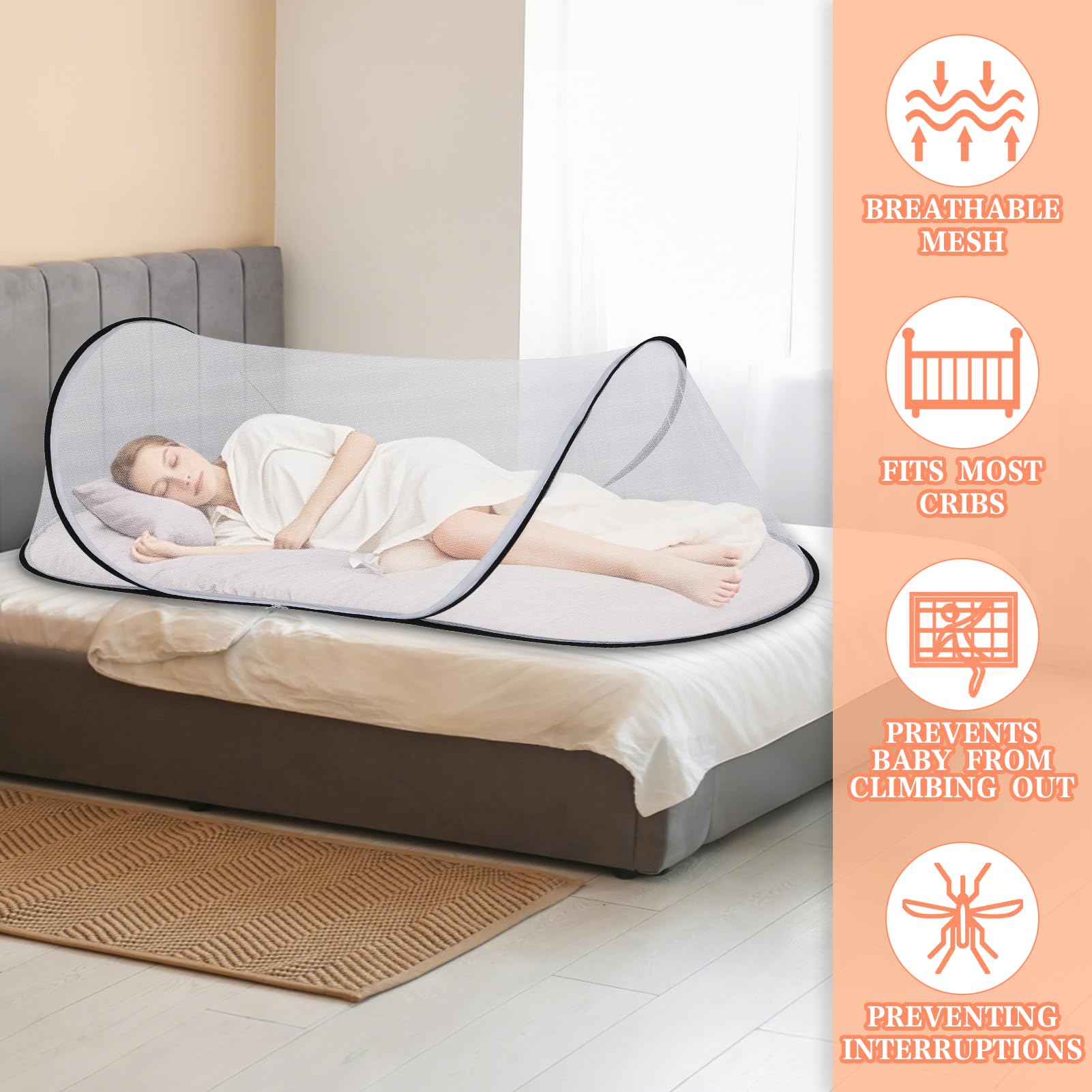 Jiangcha bed mosquito net folds compactly for travel and storage.