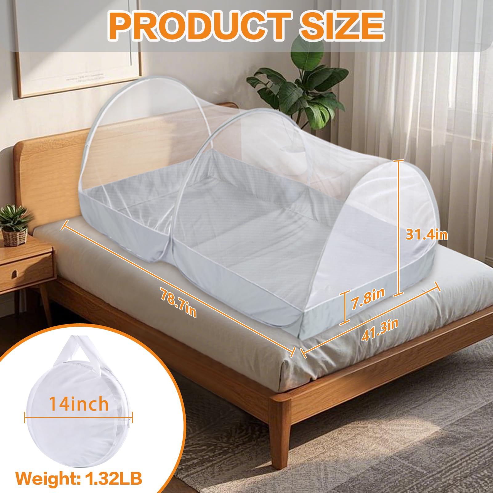 Jiangcha bed tent spans king-size bed for protective coverage