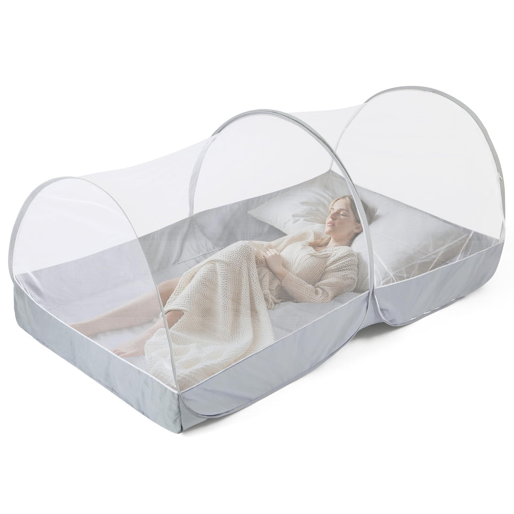 Jiangcha mosquito net bed opens automatically for effortless setup.