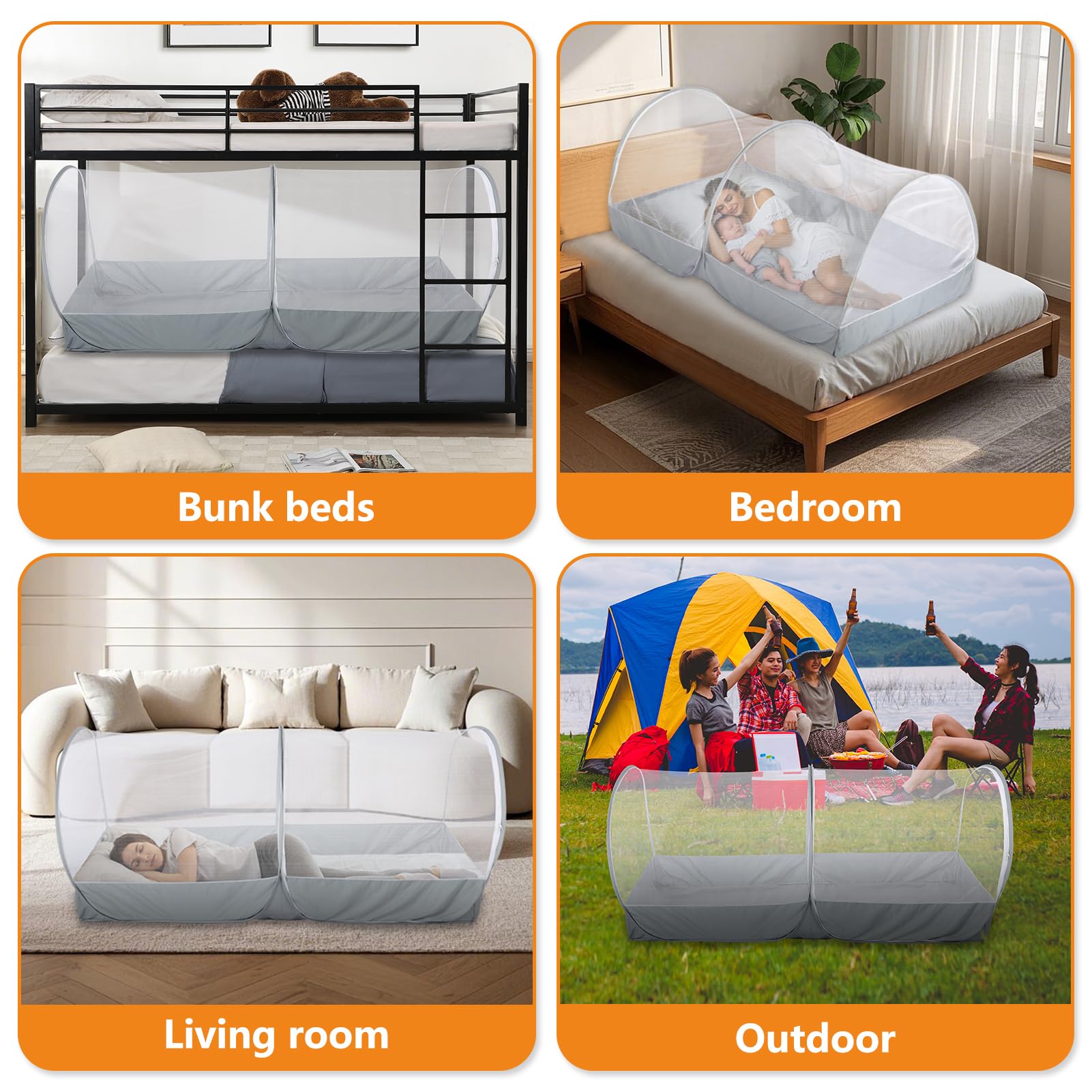 Jiangcha versatile tent for bedroom, camping, or bunk beds