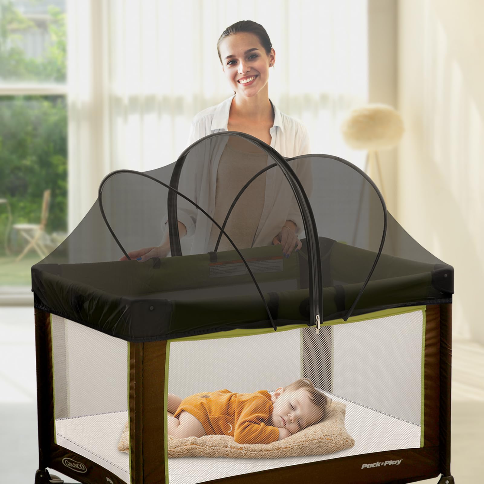 jiangcha pack and play cover black-large option enhances playard privacy and airflow