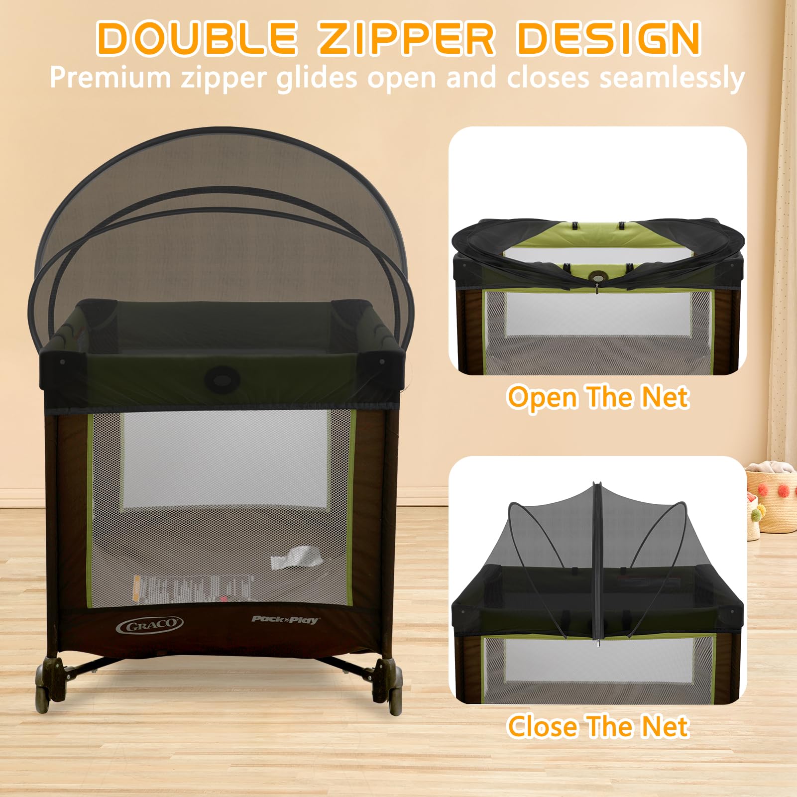 jiangcha pack and play cover universal fit—fits 39x27 inches with gentle stretch