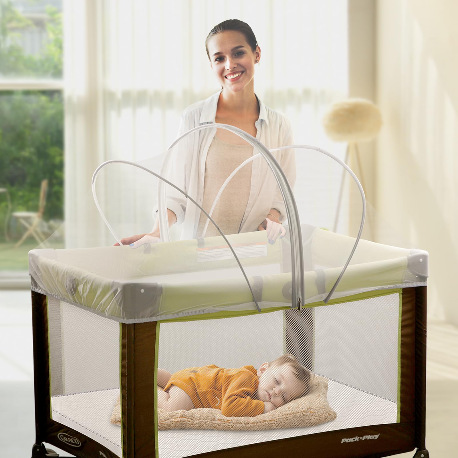Jiangcha pack and play cover ideal for naps and bedtime.