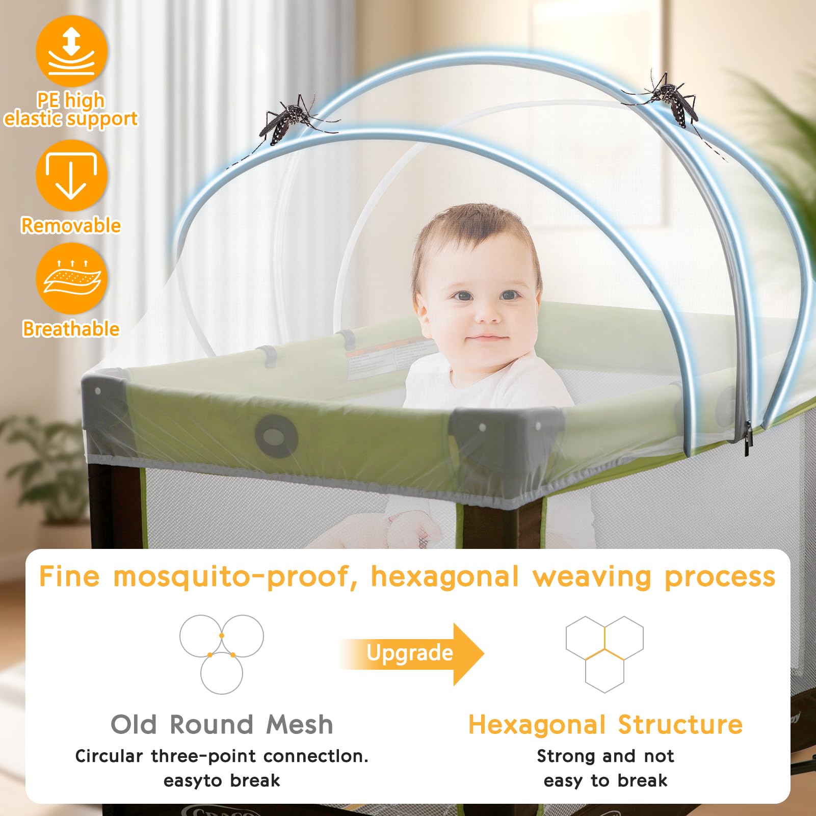 Jiangcha pack and play cover universal fit 39x27 inches for most cribs.