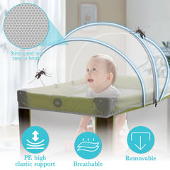 Jiangcha bassinet canopy with six padded hooks for secure attachment.