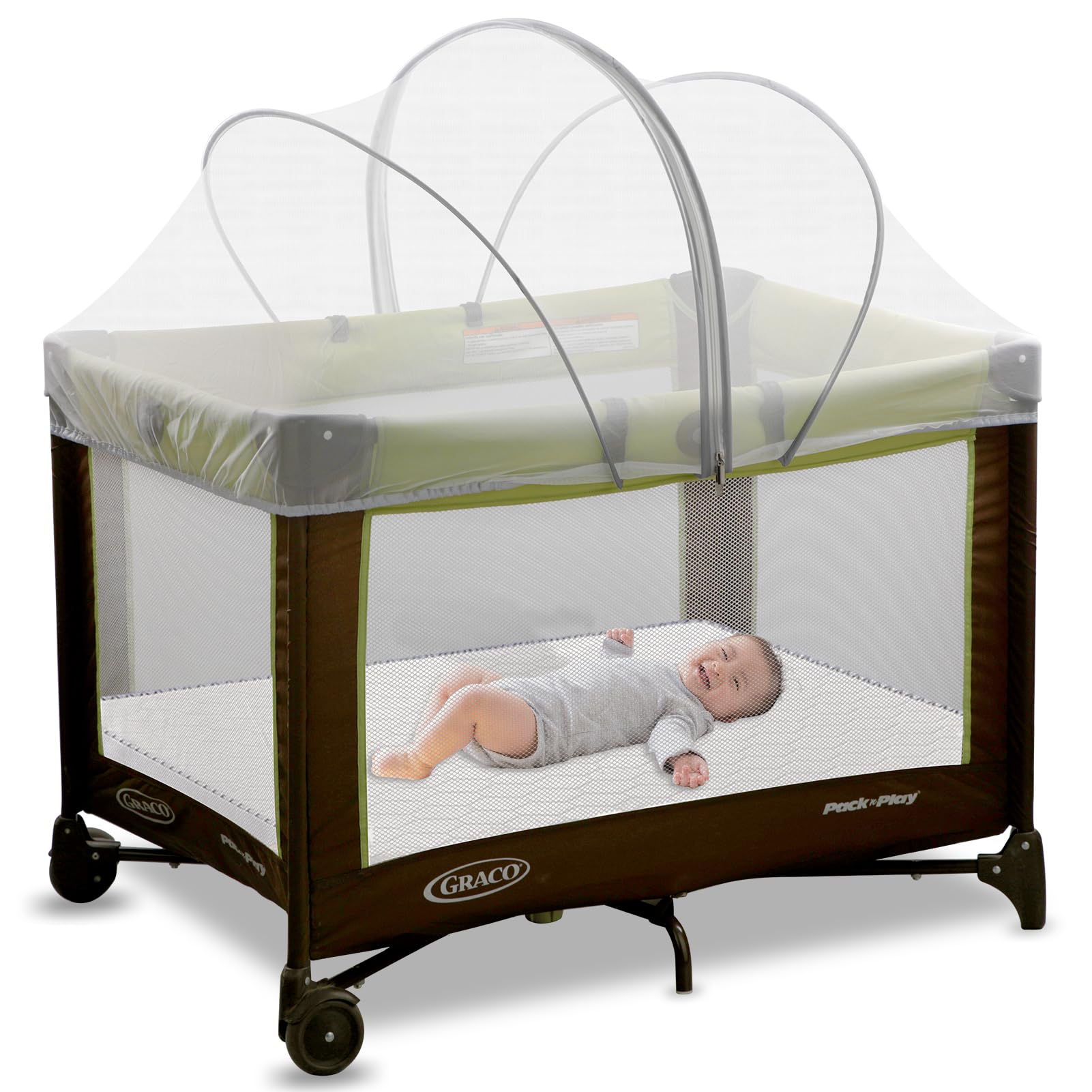 Jiangcha Pack N Play Tent Cover with two-way zip for quick access and secure fit.