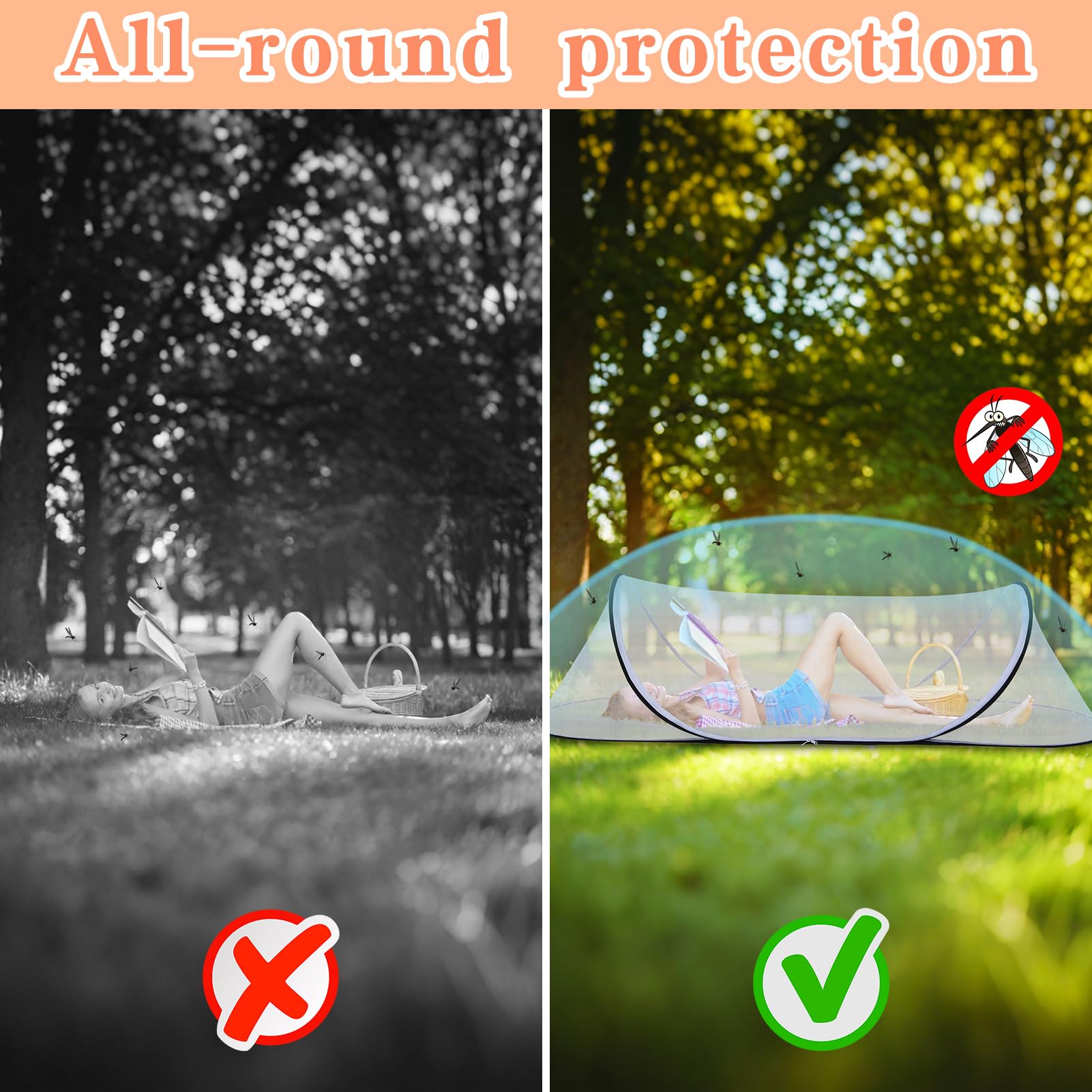 Jiangcha portable mosquito net with storage bag for easy transport.