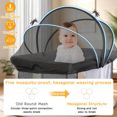 Jiangcha universal-fit bassinet cover fits most portable cribs securely.