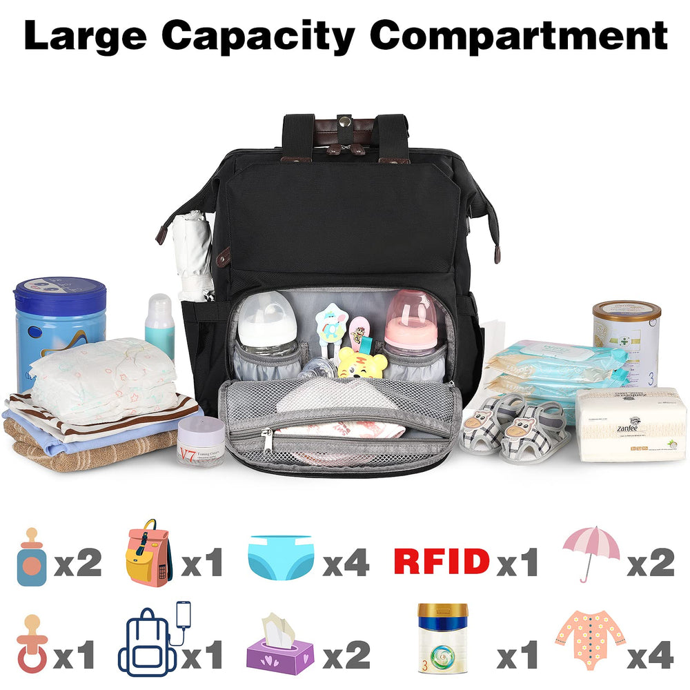 Jiefeike diaper bag backpack insulated pockets keep bottles warm or cold
