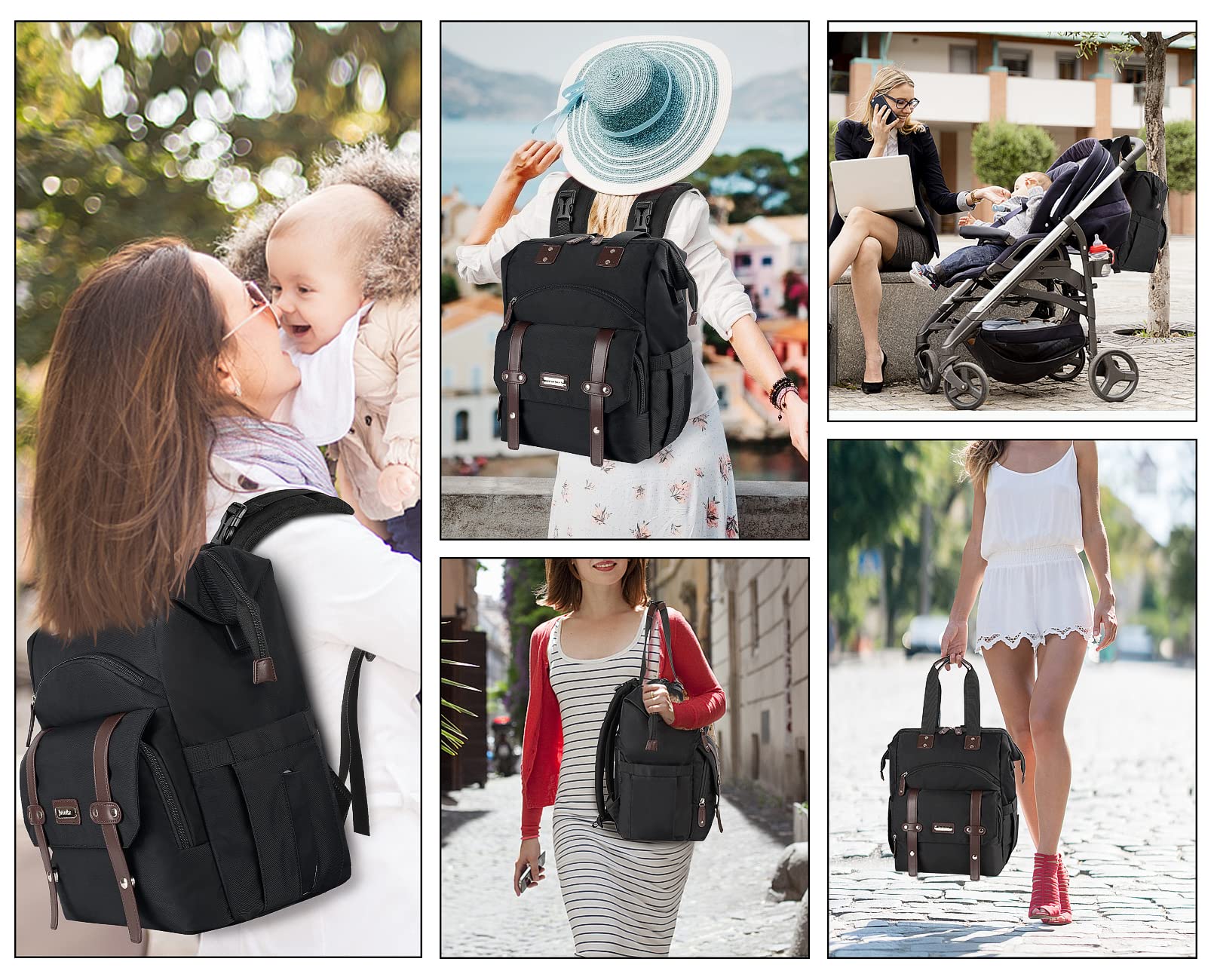 Jiefeike diaper bag backpack organized pockets simplify daily diapering