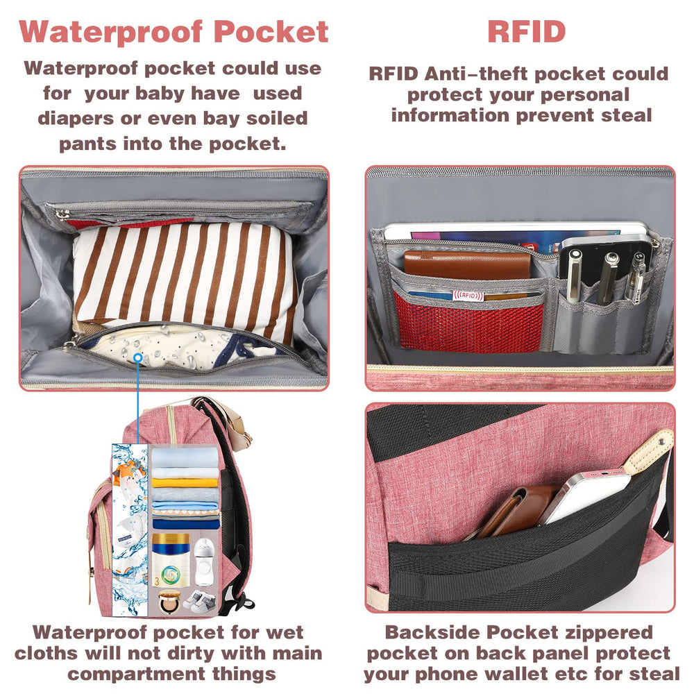 Jiefeike diaper bag backpack RFID pocket protects personal data on the go