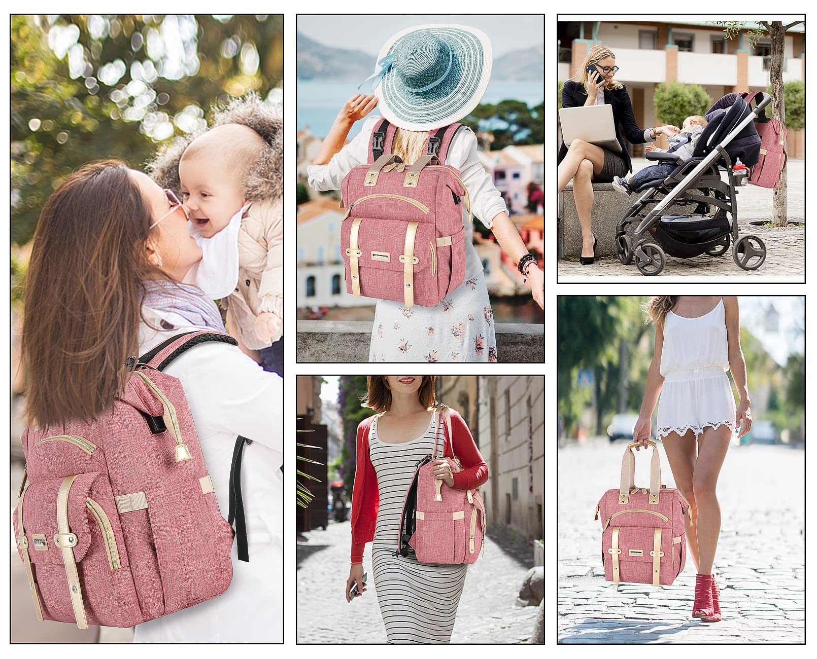 Jiefeike diaper bag backpack waterproof fabric resists spills during daily outings