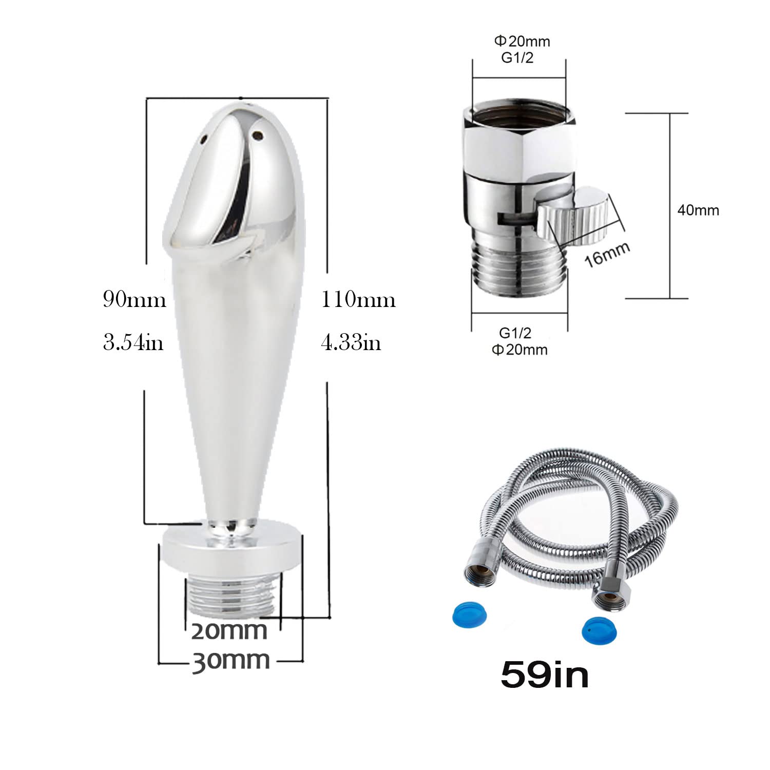 JIELUO enema shower straight tube with shower head ensures smooth water flow during use.