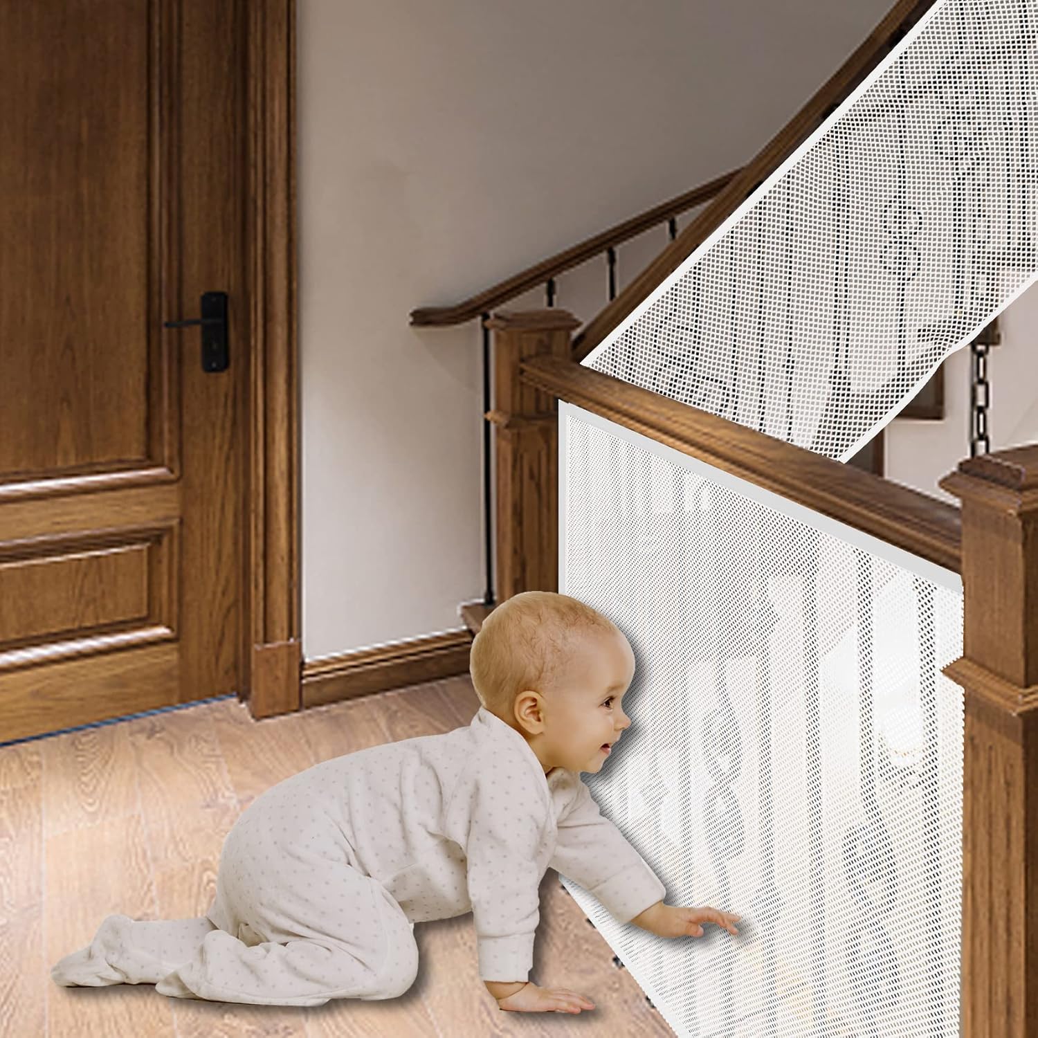 JIFTOK baby gate package included for quick stair safety setup.