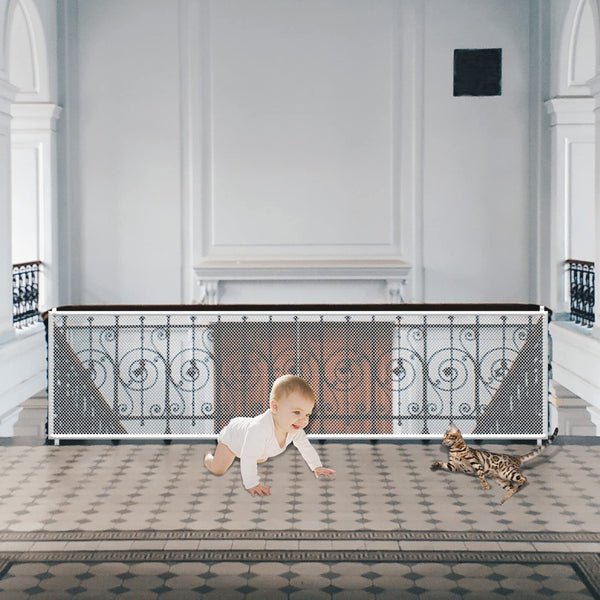 JIFTOK baby gate stairs mesh net installed to protect children with clear visibility