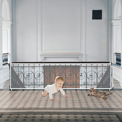 JIFTOK baby gate stairs mesh net installed to protect children with clear visibility