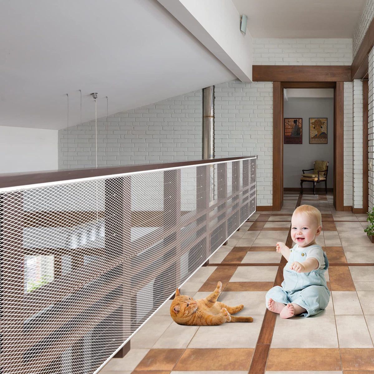 JIFTOK Baby Gate stairs mesh netting allows clear visibility while safeguarding children and pets.