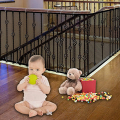JIFTOK Ewaves banister guard net closeup showing sturdy construction for child and pet safety.