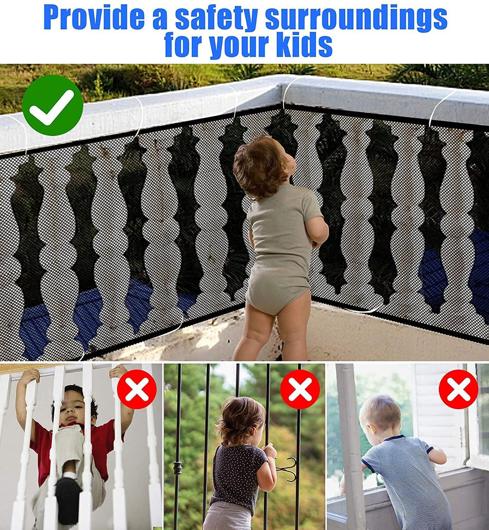 JIFTOK Ewaves tear-resistant mesh net maintains visibility while protecting stairs.