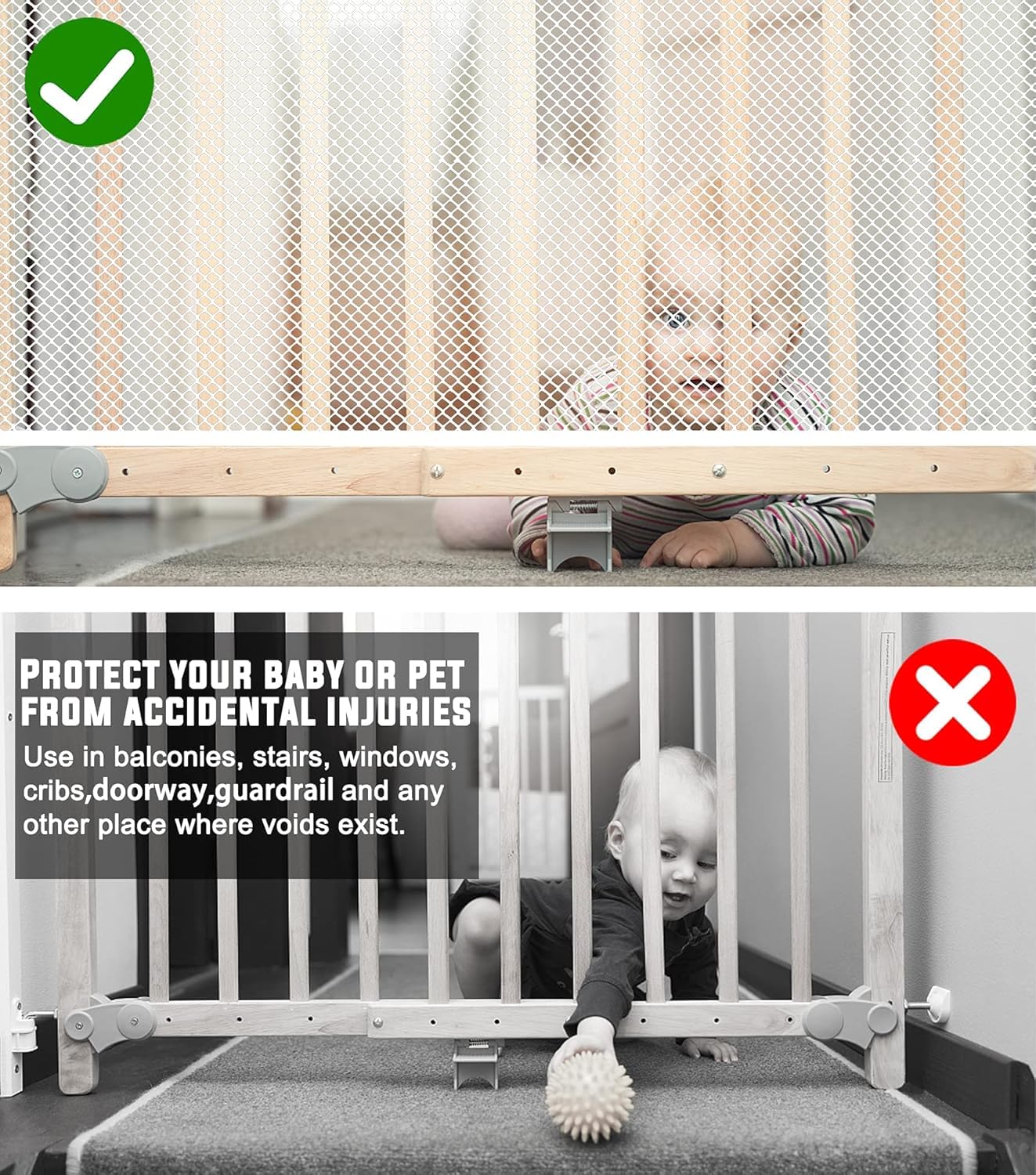 JIFTOK rail netting shown indoors for door and window protection.