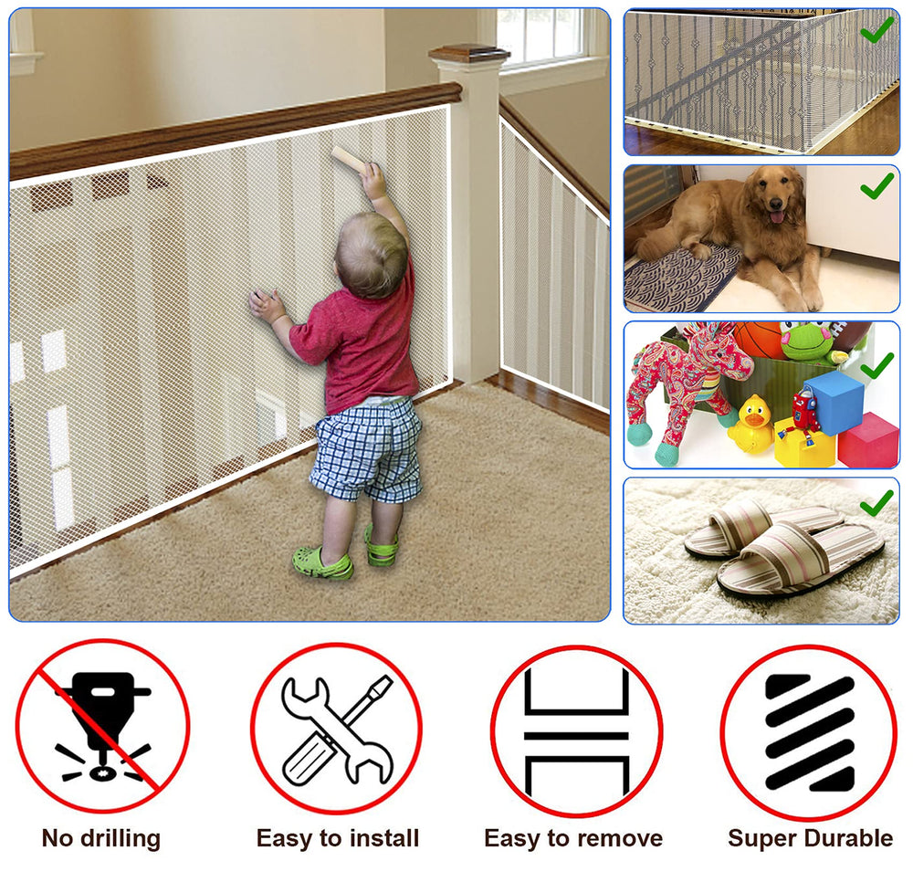 JIFTOK safety net blocks falls on stairs without obstructing the view.