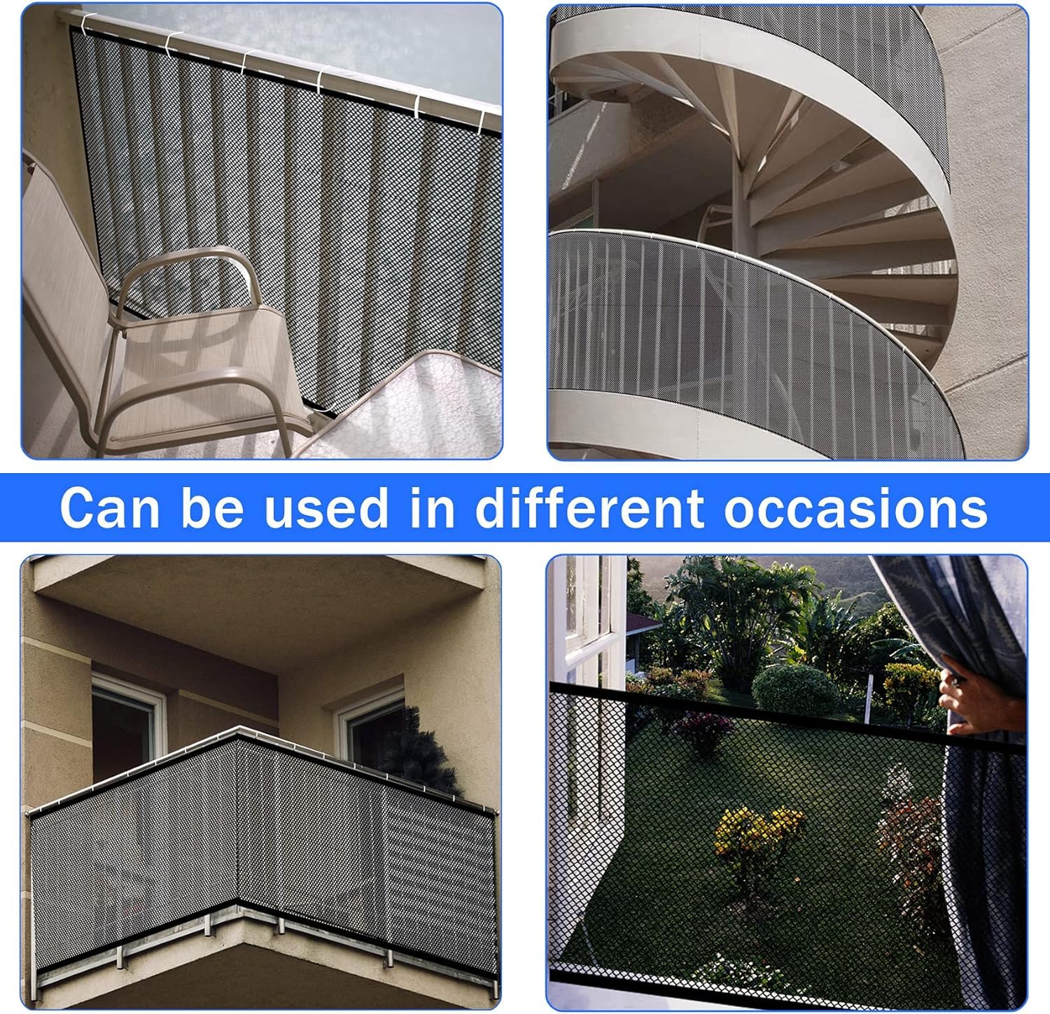 JIFTOK balcony application shows railing safety net across a railing.