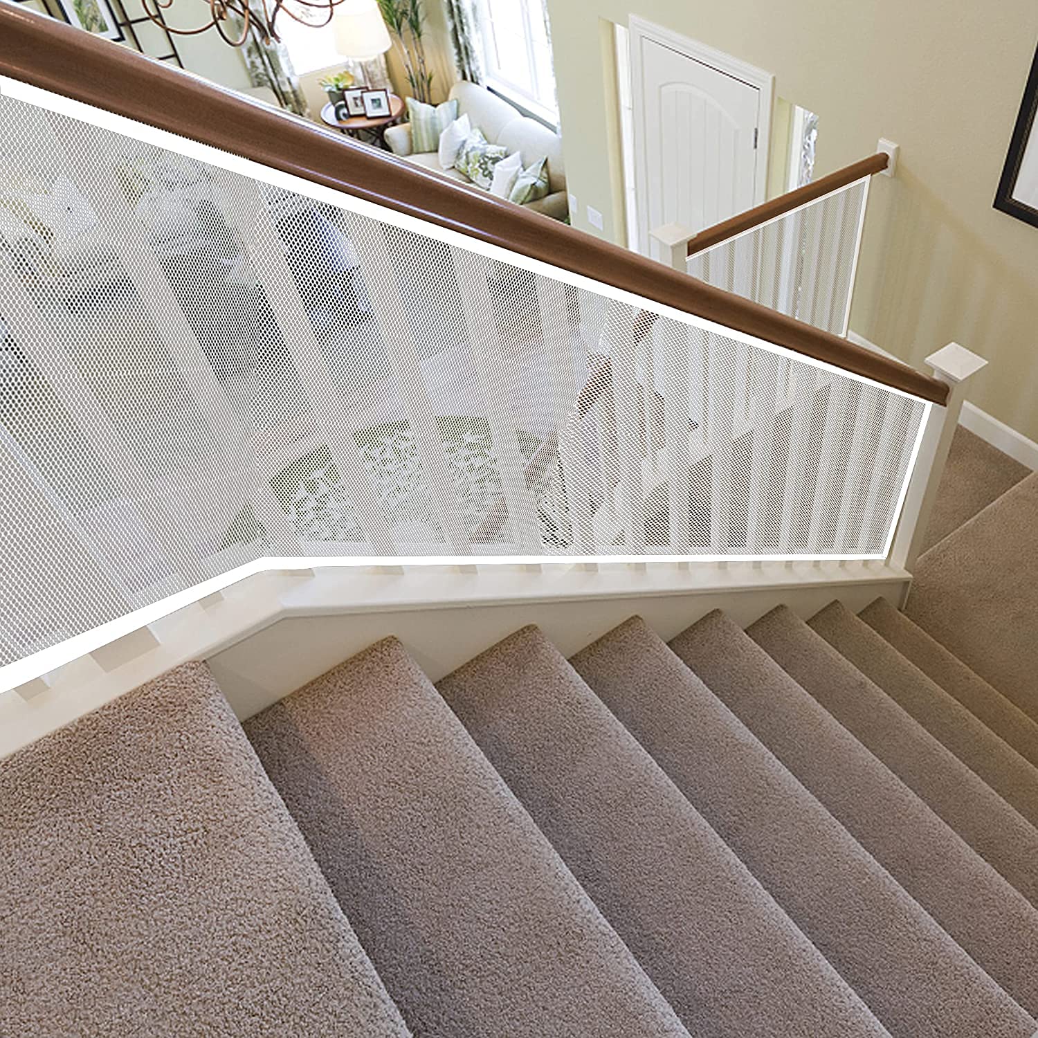 JIFTOK Stairway Net protects stairs, balconies, pools safely
