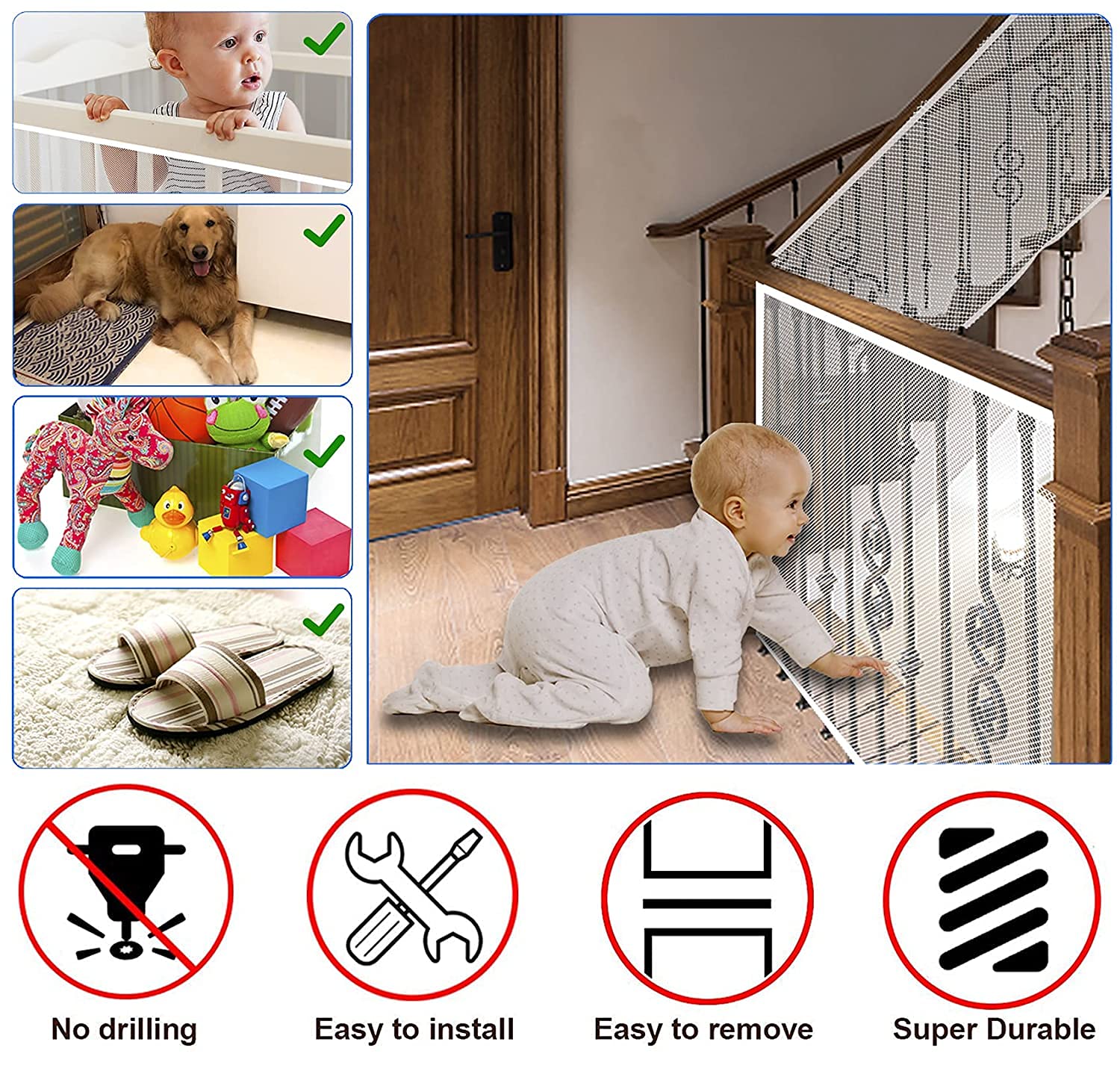 JIFTOK Stairway Net tear-resistant fabric visible in product photo