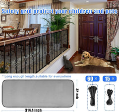 JIFTOK stair safety net shows tear-resistant mesh guarding gaps without blocking light.