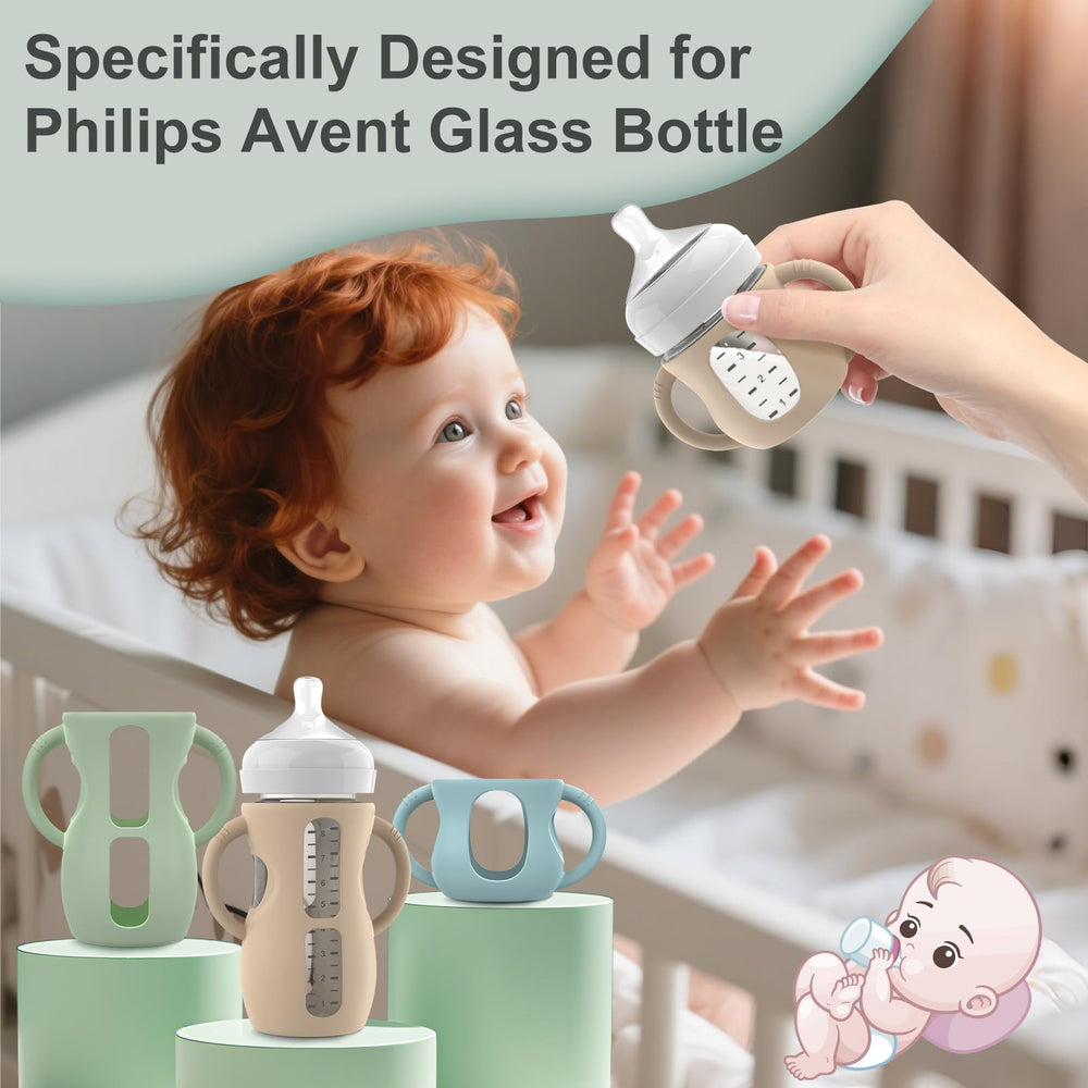 Jifvrnk silicone cover for Philips Avent 8 oz glass bottles safeguards bottles.