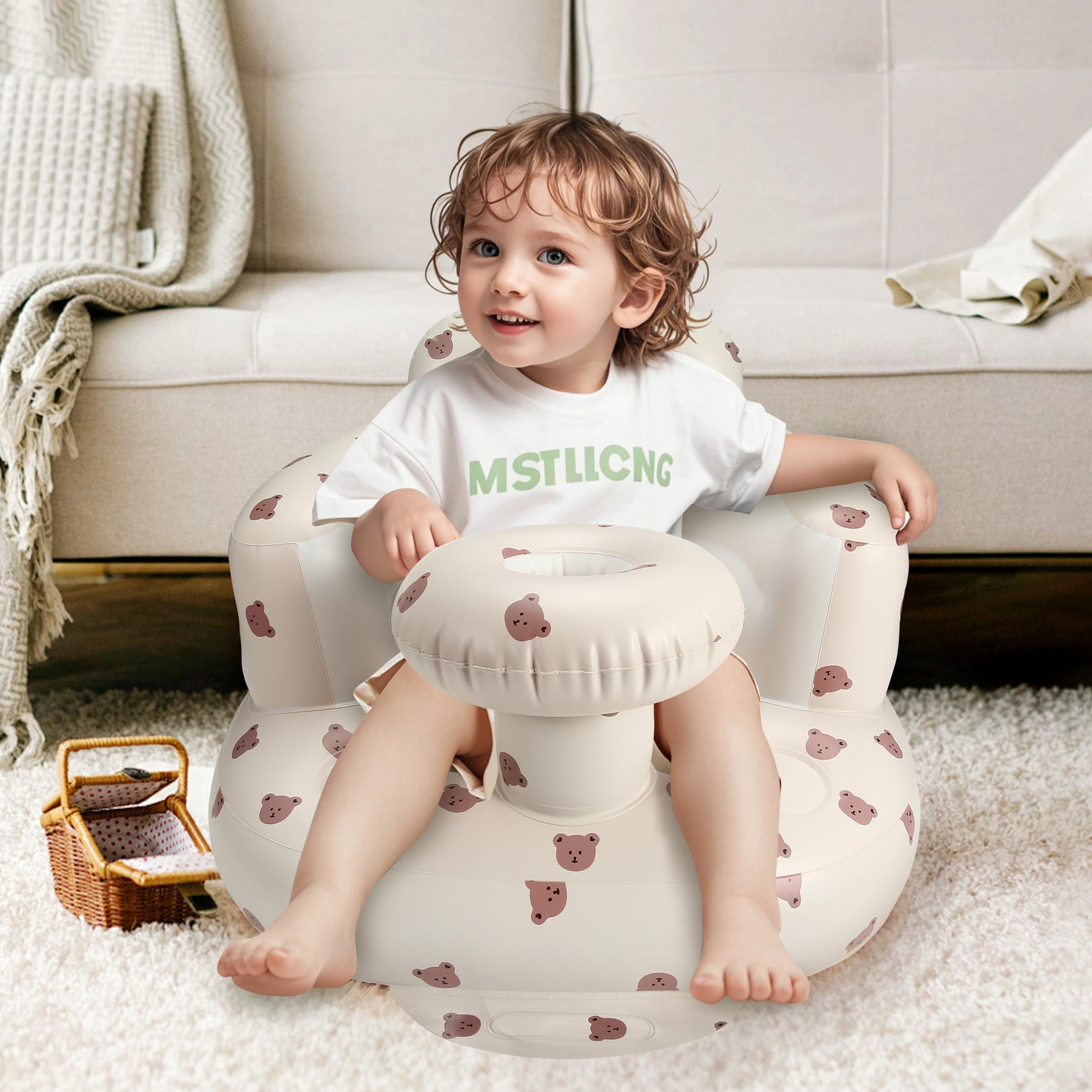 Jikasho inflatable seat features built-in pump for quick setup.