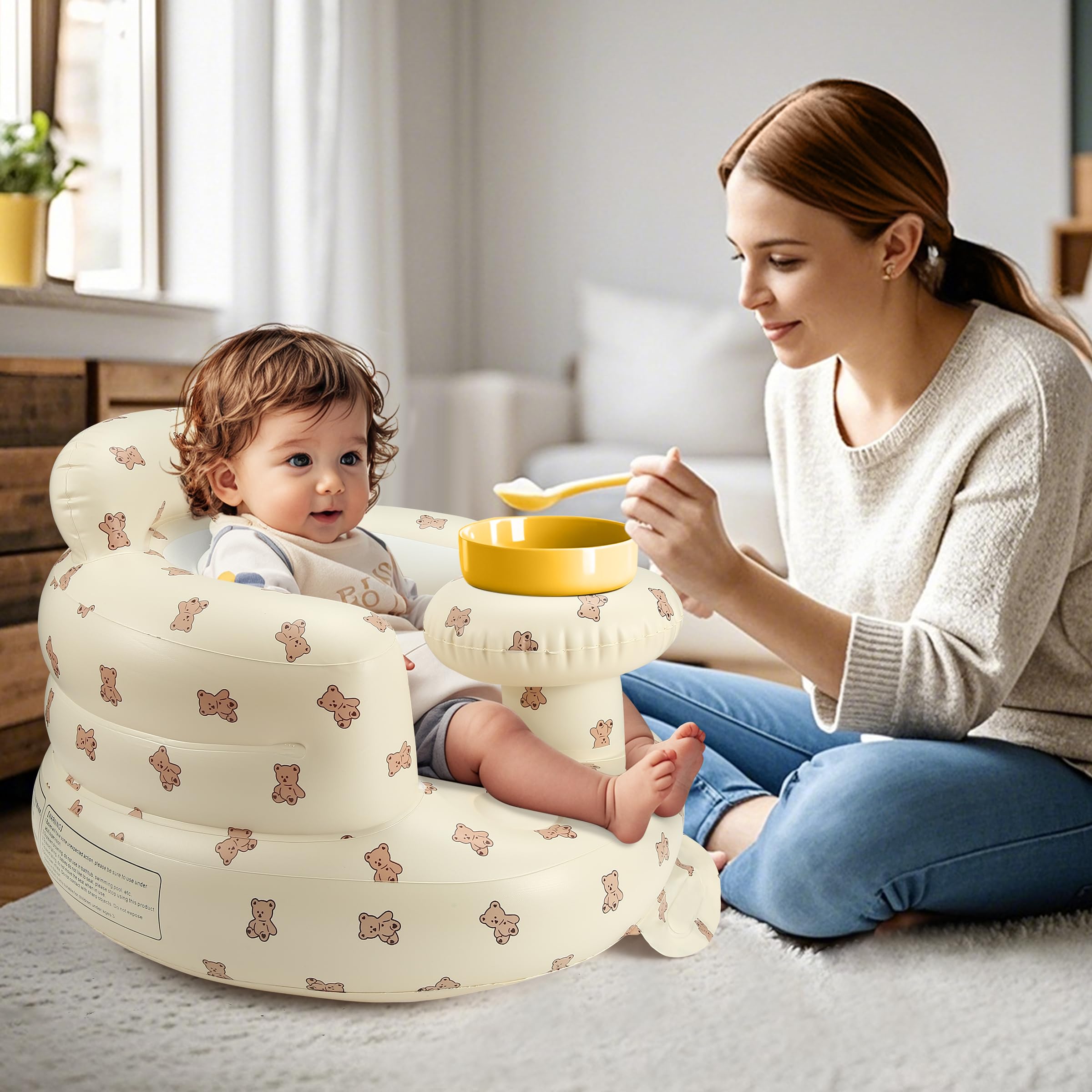 Jikasho inflatable baby seat with built-in pump for quick setup