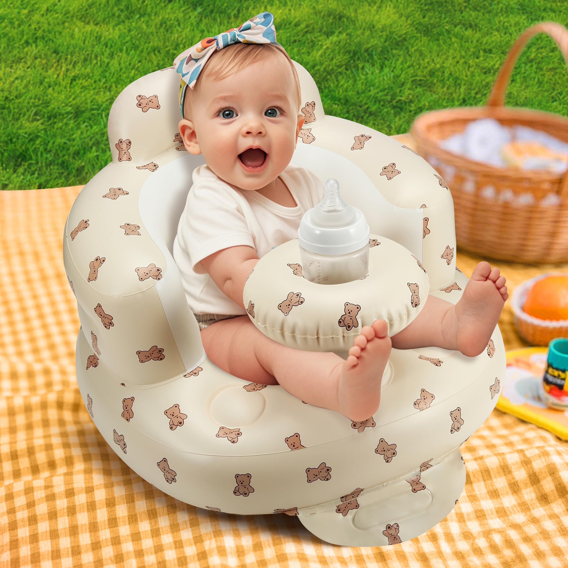 Jikasho inflatable baby seat folded compact for travel and storage