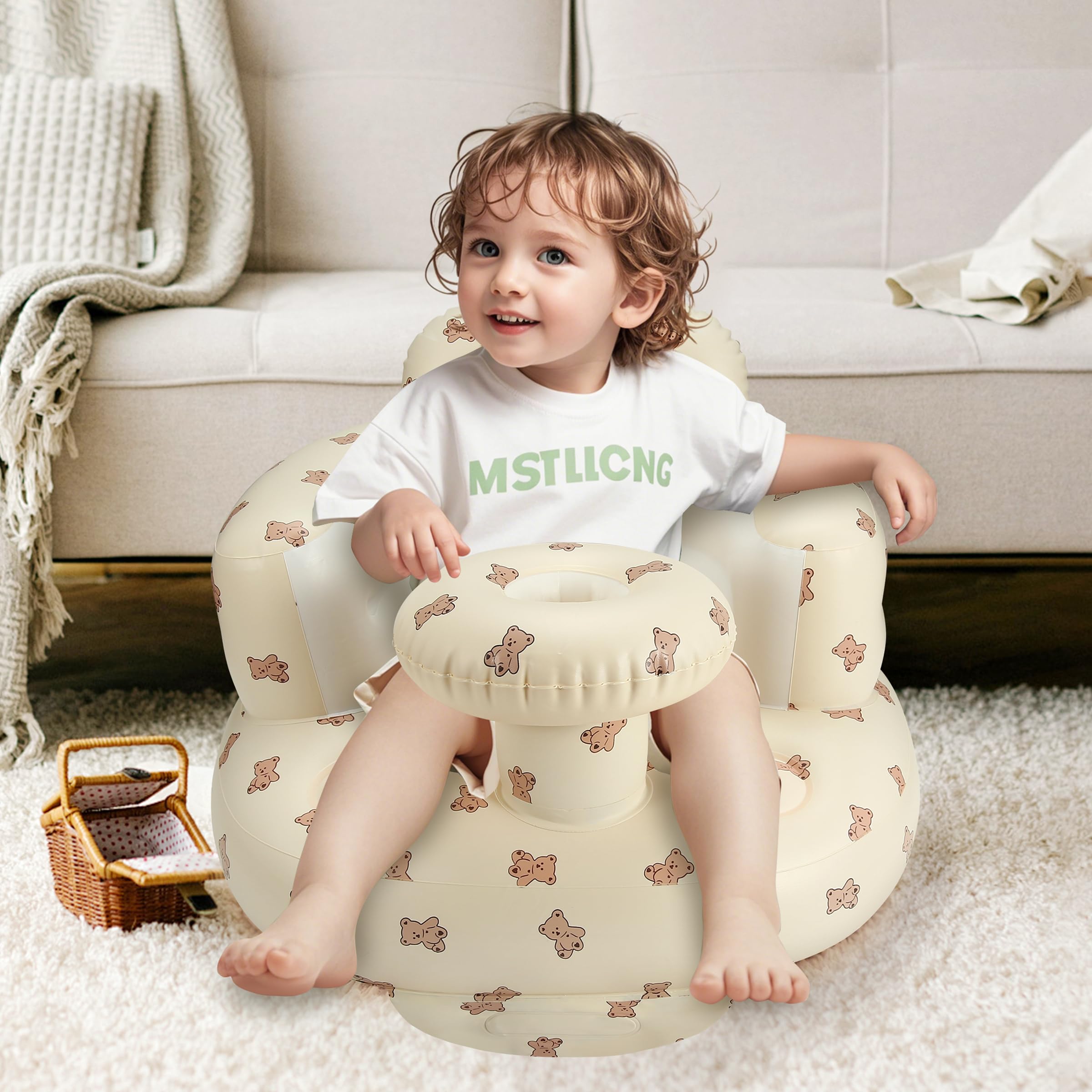 Jikasho inflatable baby seat with built-in tray surface for meals and play