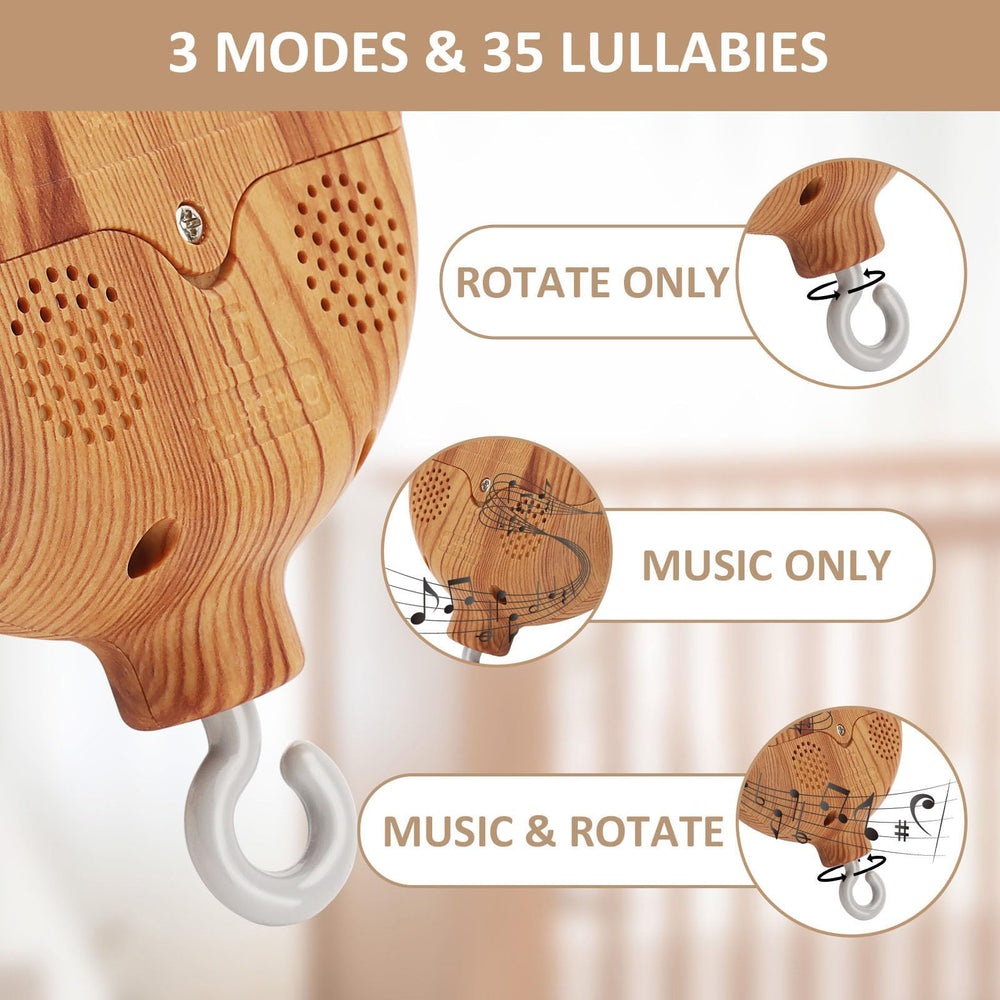 Versatile use with crib, playpen, or bed for JILPAK mobile arm.