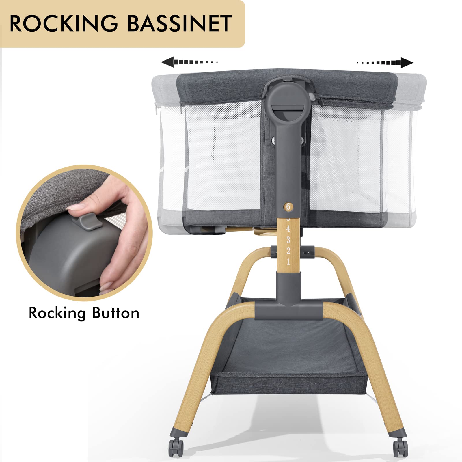 Jimglo bedside sleeper attached to bed for easy care.
