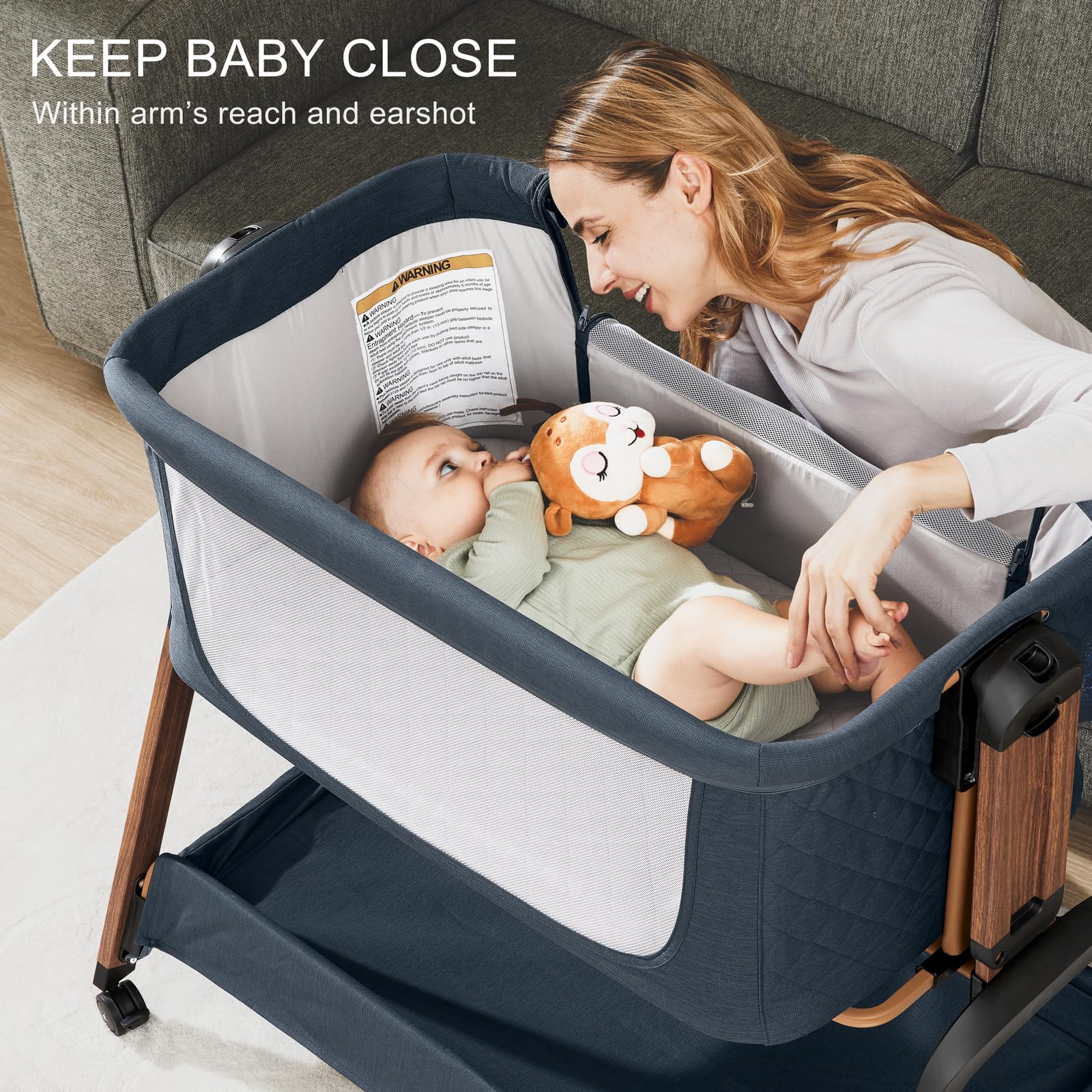 Jimglo foldable portable crib setup is quick and tool-free for travel.