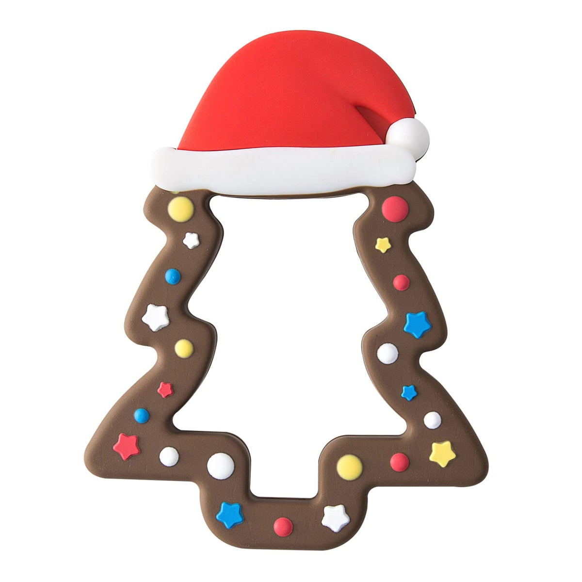 Jimibaby Christmas teether with hat provides safe gum soothing and holiday fun.