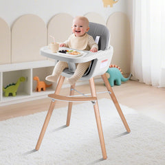 jincheng 3-in-1 high chair in toddler mode with guardrail for growing kids.
