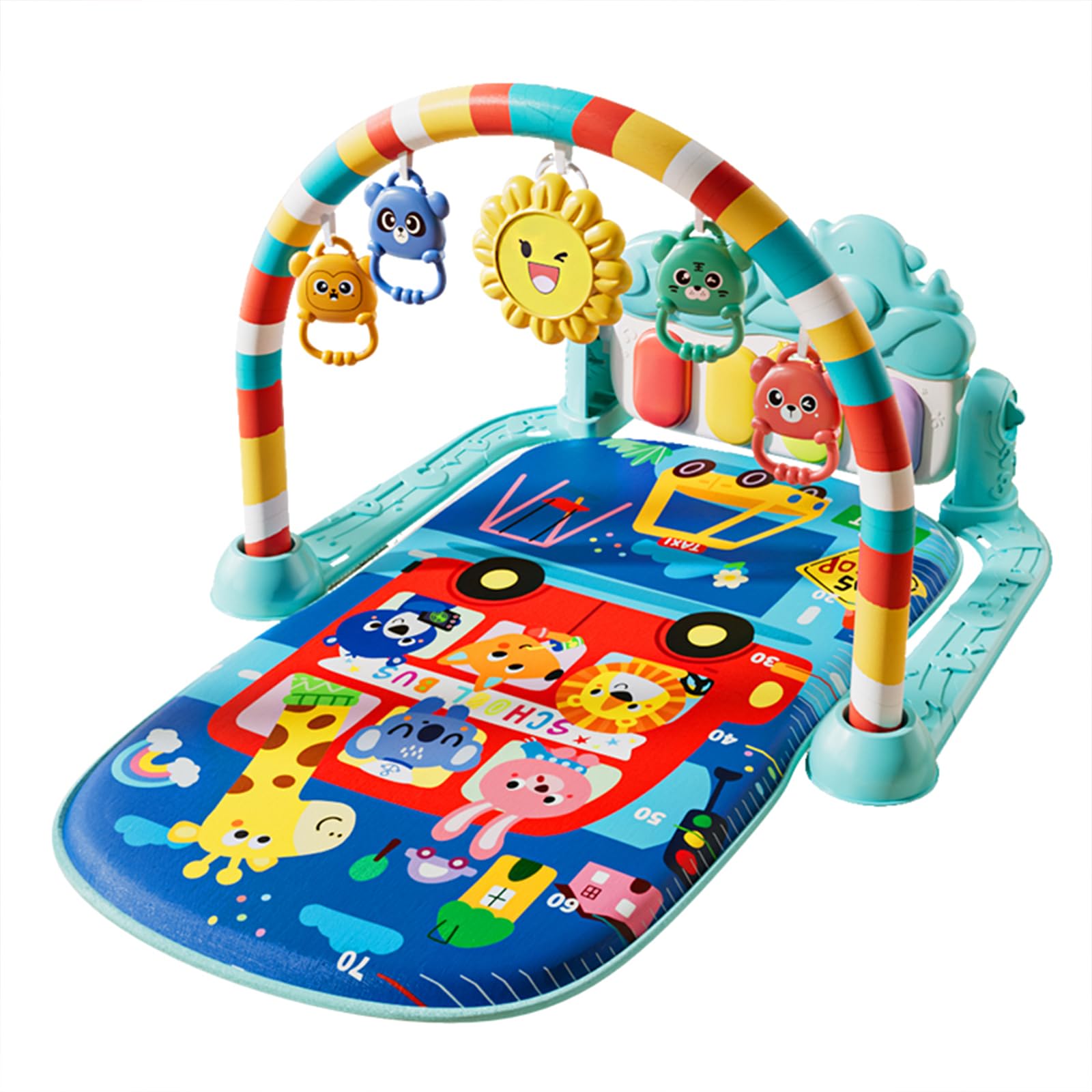 JING SHOW BUSSINESS baby play mat on a clean floor, soft surface for gentle play and tummy time.