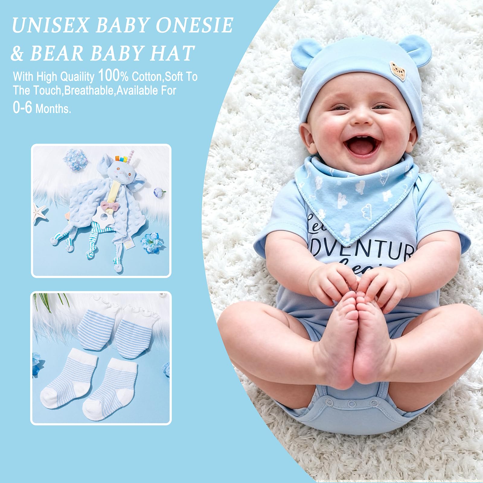 JINGLAIE blue baby onesie, cozy everyday wear for newborns.