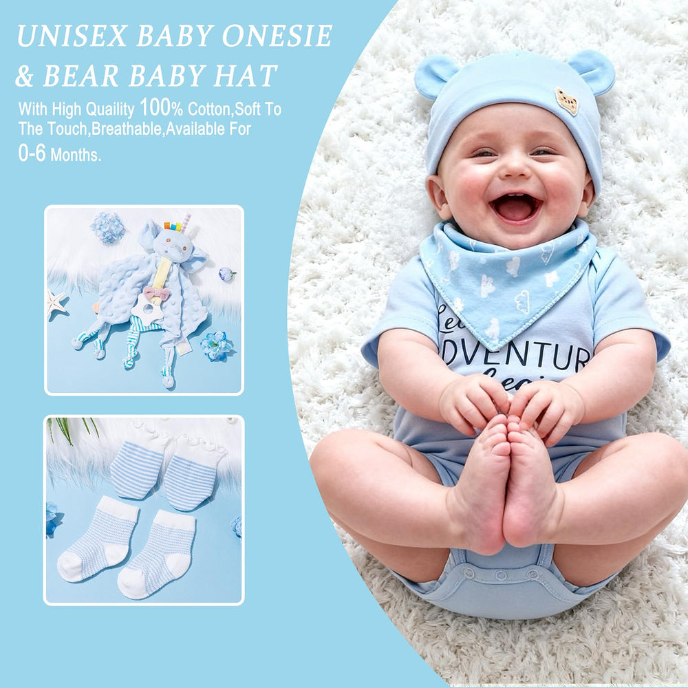 JINGLAIE blue baby onesie, cozy everyday wear for newborns.