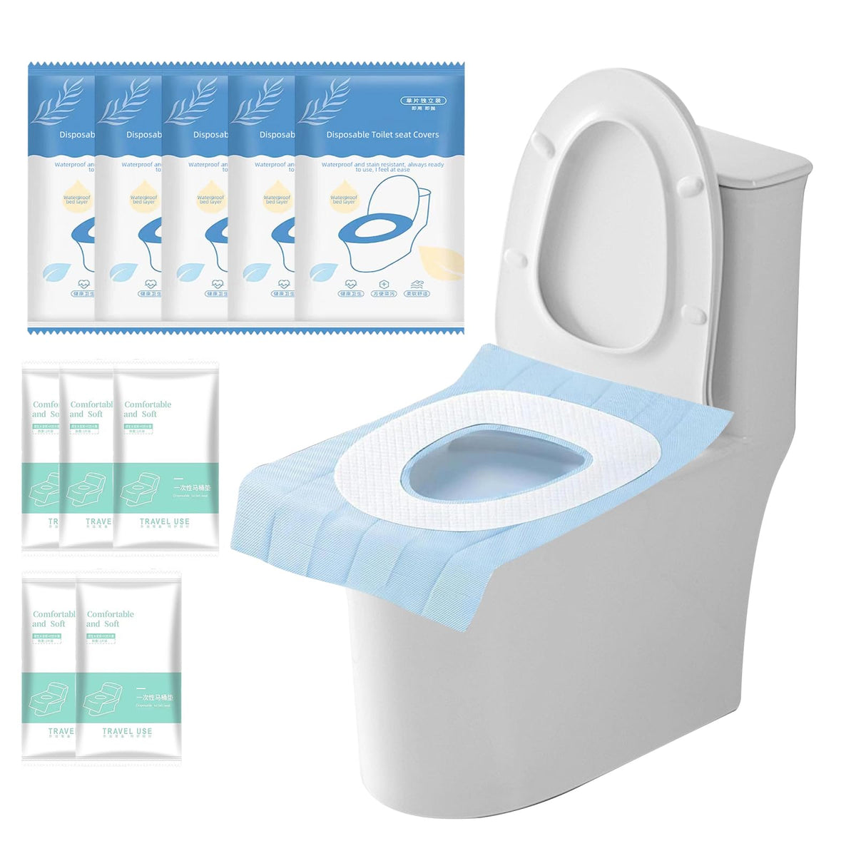 JinluCare XL toilet seat cover shown on a public restroom seat for full coverage.