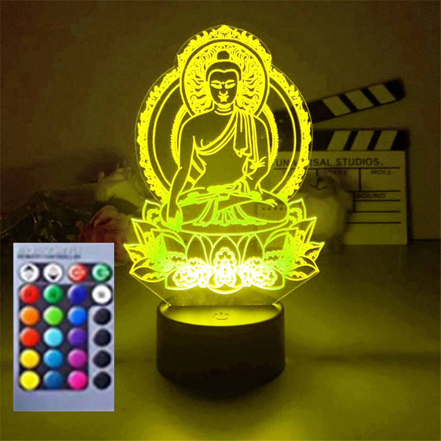 Jinnwell 3D Buddha night light illuminates bedrooms with calming glow.