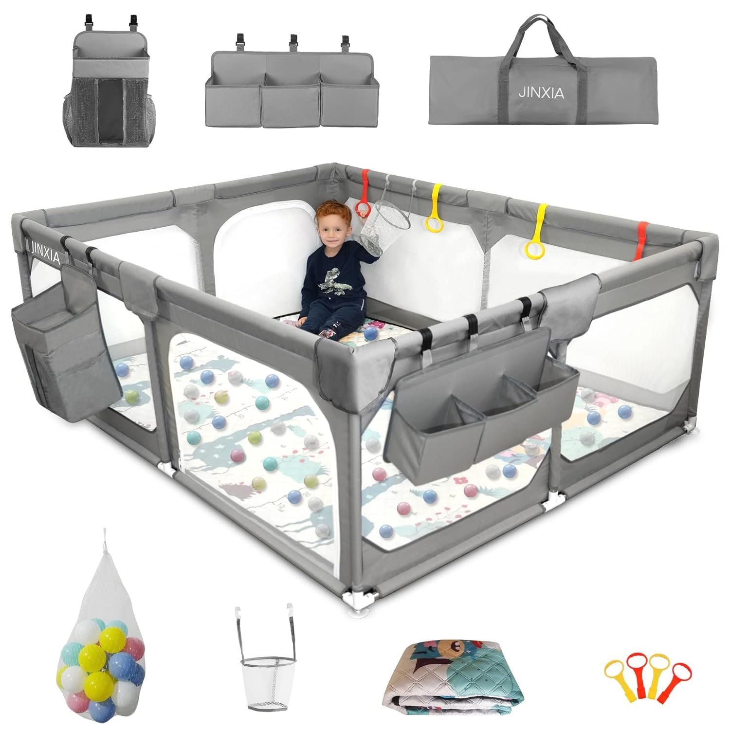 JINXIA baby playpen 50x50 area for spacious, safe play sessions