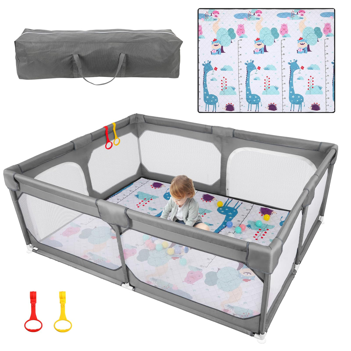 JINXIA baby playpen outer view for spacious crawling and play