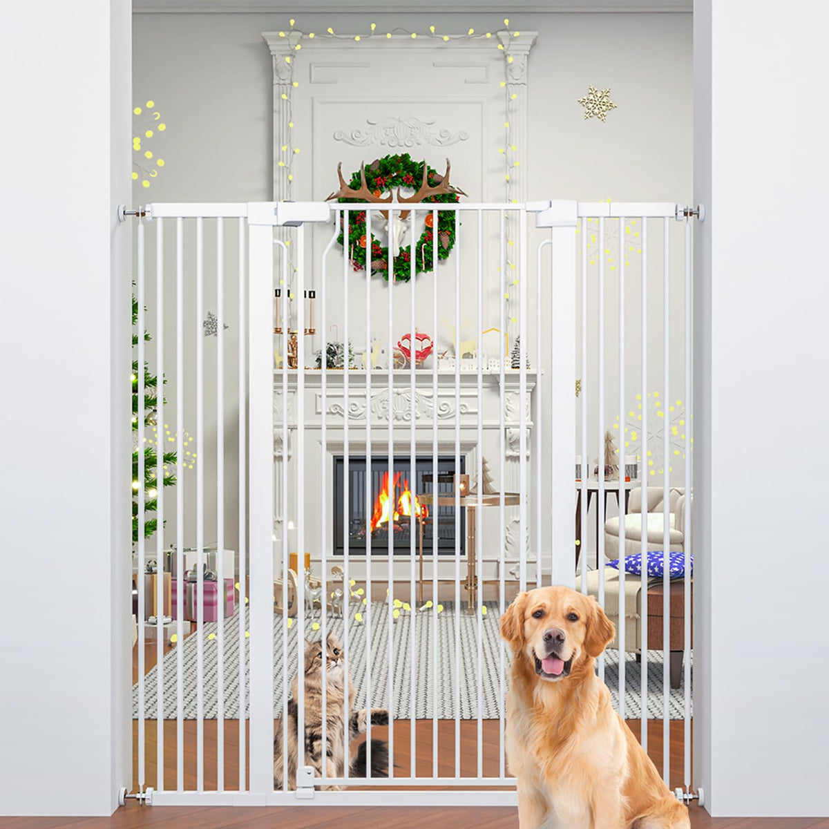 Jiprlak 51-inch cat gate front view with tall, secure barrier