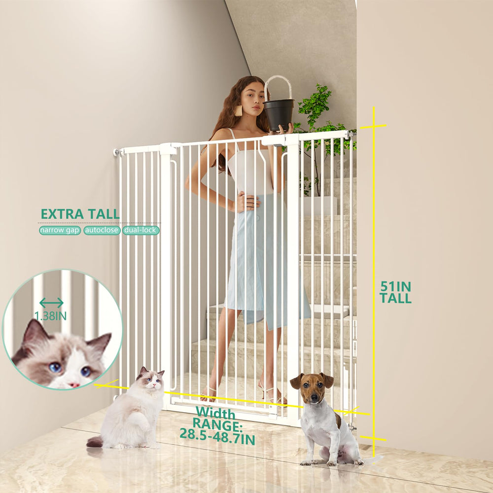Jiprlak 51-inch cat gate side view showing sturdy construction